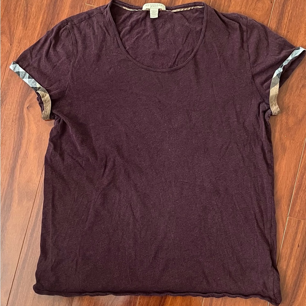 Burberry Dark Burgundy Short Sleeve Tee